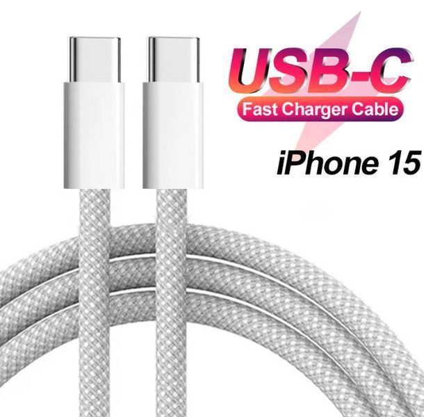 Кабель 2шт CDK PD 60W USB-C на USB-C (1m) Woven для Apple (OEM) (017137) (white) 023084-407 фото