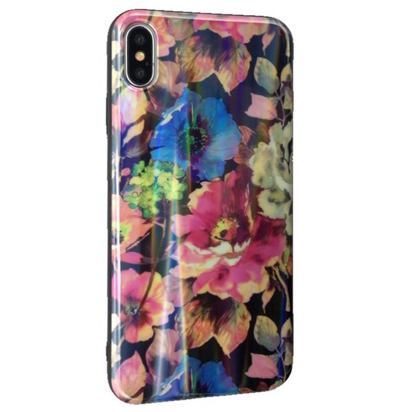 Чохол-накладка DK силікон Hologram Flowers для Apple iPhone X / XS (01) 07684-748 фото