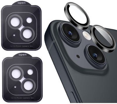 Защитное стекло 2шт CDK для Apple iPhone 15 Plus | на камеру Lens Metal Ring Eagle Eye (015735) (black) 019604-062 фото