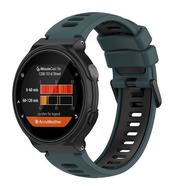 Ремешок CDK для Garmin Approach S20 | Silicone Double Color Sport Band Classic (022055) (green / black) 022258-994 фото