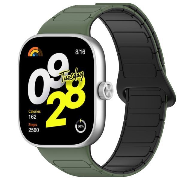 Ремінець 2 шт CDK для Xiaomi Mi Smart Band 9 Pro | Silicone Shaped Magnetic Band (018838) (green / black) 022314-994 фото