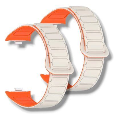 Ремешок 2шт CDK для Xiaomi Mi Smart Band 9 Pro | Silicone Shaped Magnetic Band (018838) (ivory / orange) 022314-110 фото