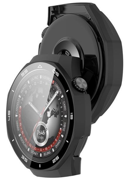 Чохол для Huawei Watch GT 5 Pro 46 mm | Пластик Soft-Touch Glass Full Cover (black) 018564-124 фото