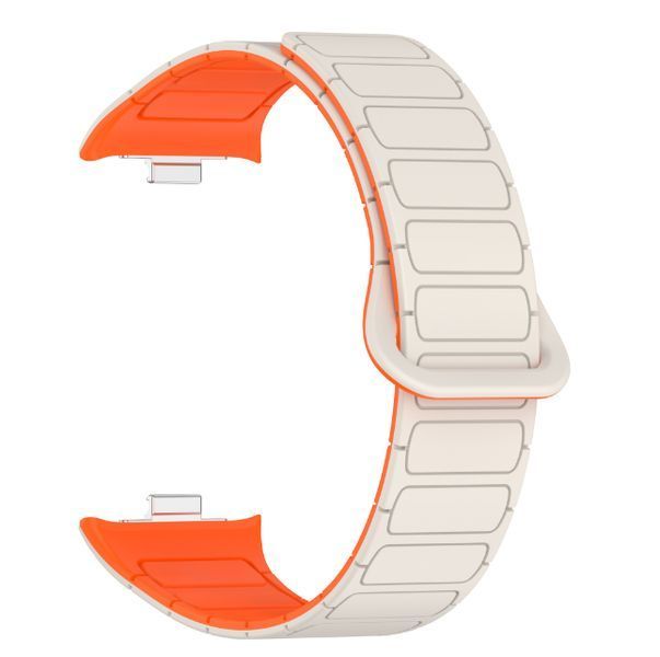 Ремешок 2шт CDK для Xiaomi Mi Smart Band 9 Pro | Silicone Shaped Magnetic Band (018838) (ivory / orange) 022314-110 фото