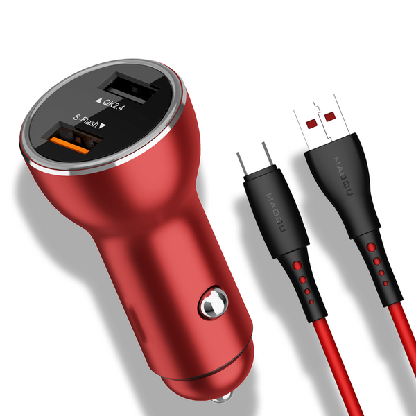 Автомобильное Зарядное Устройство + кабель Warp Charge 2USB 40W (QK739) (red) 015811-035 фото