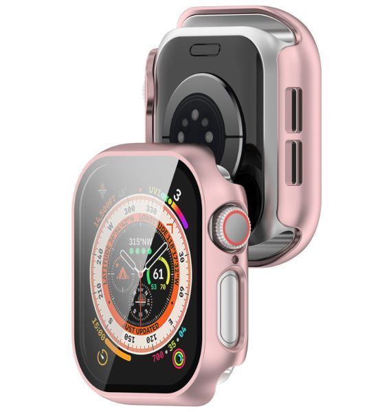 Чохол-накладка DK для Apple Watch 46mm (Series 10/11) | Пластик Soft-Touch Glass Full Cover (018479) (pink rose) 018479-328 фото