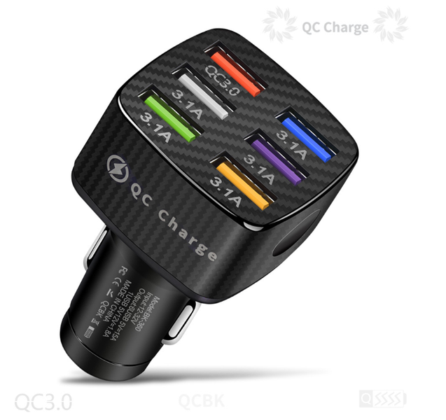 Автомобільний зарядний пристрій 6 USB Fast Car Charge QC3.0 75 W (BK-360) (black) 014507-115 фото