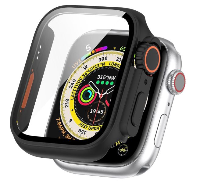 Чехол-накладка DK Пластик Soft-Touch Glass Full Cover Ultra для Apple Watch 40mm (Series 4/5/6/SE) (black) 017612-124 фото