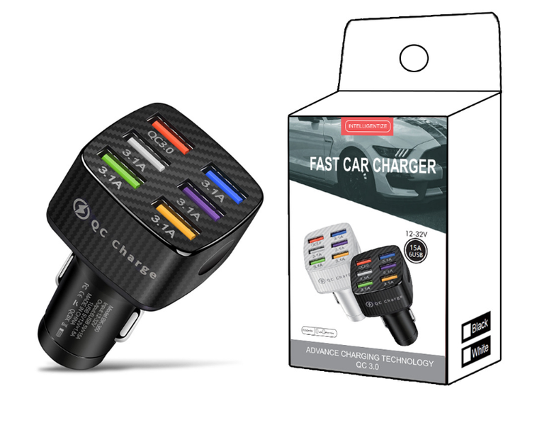 Автомобильное Зарядное Устройство 6USB Fast Car Charge QC3.0 75W (BK-360) (black) 014507-115 фото