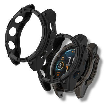 Чохол-бампер 2 шт CDK для Garmin Fenix 8 47 mm Solar | Силікон Outlines (018836) (black) 022787-124 фото