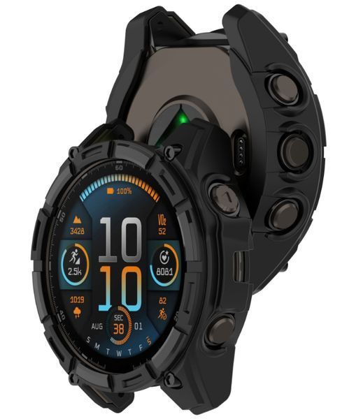 Чехол-бампер 2шт CDK для Garmin Fenix 8 47mm Solar | Силикон Outlines (018836) (black) 022787-124 фото