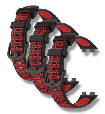 Ремінець 3 шт CDK для Huawei Band 10 | Silicone Sport Band Nike (016452) (black / red) 021833-963 фото