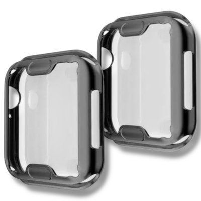 Чехол-накладка 2шт CDK для Apple Watch 44mm (Series SE1 / SE2 / SE3) | Silicone Face Case (08980) (black) 022829-722 фото