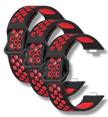 Ремінець 3 шт CDK для Huawei Watch Fit 4 | Silicone Sport Band Nike (017791) (black / red) 022005-963 фото
