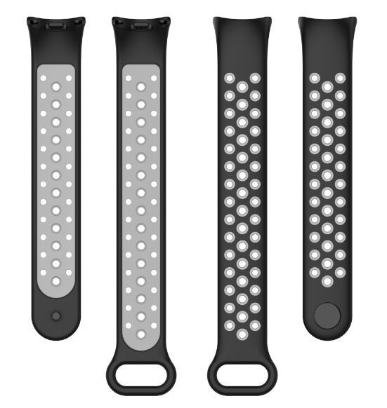 Ремінець 2 шт CDK для Xiaomi Mi Smart Band 9 | Silicone Sport Band Nike (015815) (black/grey) 022267-960 фото