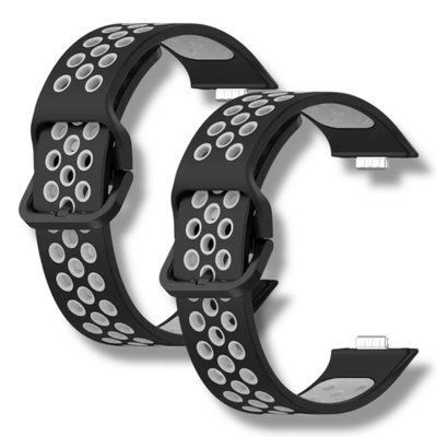 Ремінець 2 шт CDK для Huawei Watch Fit 4 | Silicone Sport Band Nike (017791) (black / grey) 022004-960 фото