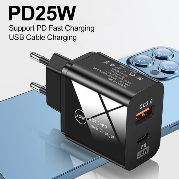 Зарядное устройство Fast Charger PD+QC3.0 25W USB / Type-C (HC-082) (black) 014511-115 фото