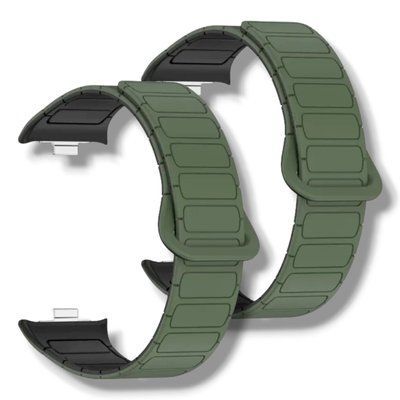 Ремешок 2шт CDK для Xiaomi Redmi Watch 6 | Silicone Shaped Magnetic Band (018838) (green / black) 022742-994 фото
