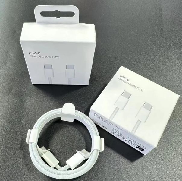 Кабель PD 60W USB-C на USB-C (1m) Woven для Apple iPhone 15 (OEM) (white) 017137-407 фото