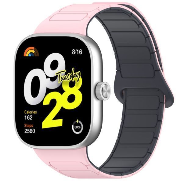Ремінець CDK для Xiaomi Mi Smart Band 9 Pro | Silicone Shaped Magnetic Band (018838) (pink / grey) 018842-109 фото