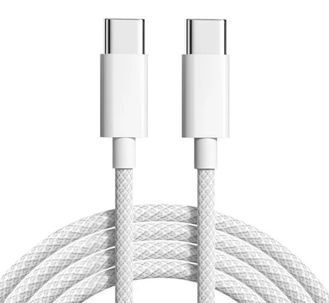 Кабель PD 60W USB-C на USB-C (1m) Woven для Apple iPhone 15 (OEM) (white) 017137-407 фото