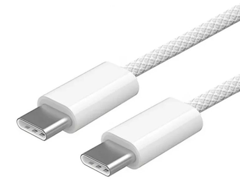 Кабель PD 60W USB-C на USB-C (1m) Woven для Apple iPhone 15 (OEM) (white) 017137-407 фото