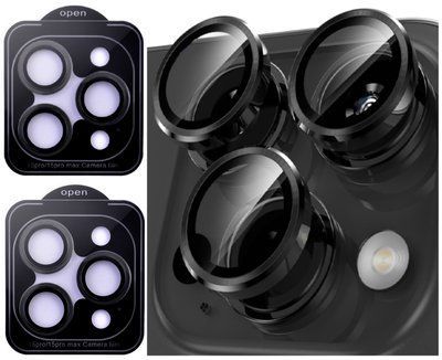 Захисне скло на камеру 2 шт CDK для Apple iPhone 15 Pro | Lens Metal Ring Eagle Eye (017190) (black) 019642-062 фото