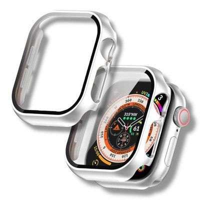 Чохол-накладка 2шт CDK для Apple Watch 46mm (Series 10/11) | Пластик Glass Full Cover (018479) (silver) 022805-227 фото