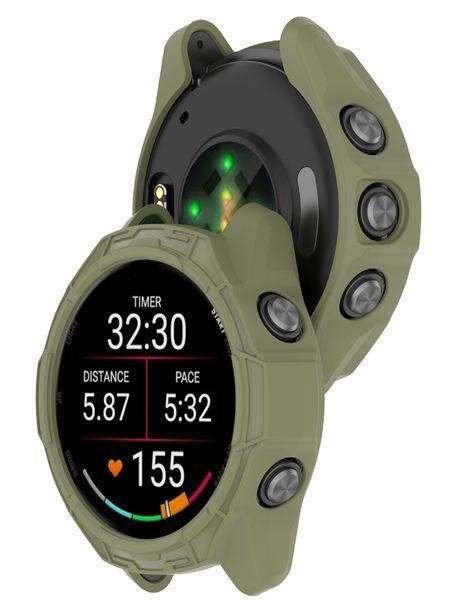 Чехол-бампер DK для Garmin Forerunner 570 47mm | Силикон Outlines (green) 022061-133 фото
