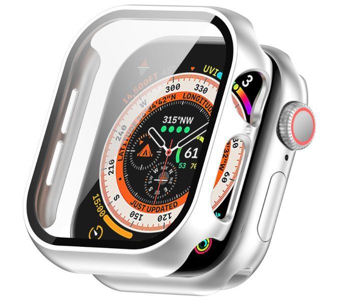 Чохол-накладка 2шт CDK для Apple Watch 46mm (Series 10/11) | Пластик Glass Full Cover (018479) (silver) 022805-227 фото